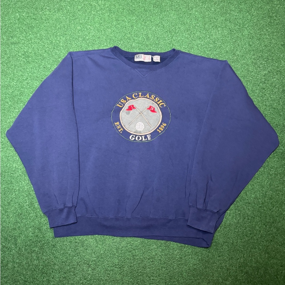 Vintage 90s Golf USA Classic Crewneck, Grandpa Old Man Sweatshirt 1996 (Large)